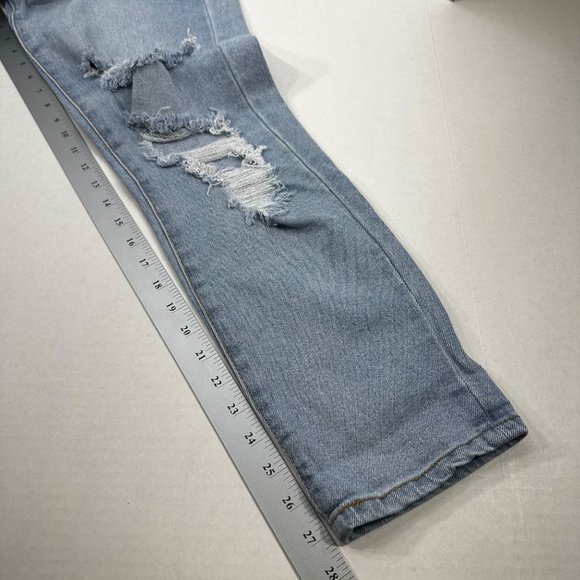 No Boundaries Women's Size 9 Straight Leg Distressed Med Wash Jean Blue Preowned - Picture 9 of 16